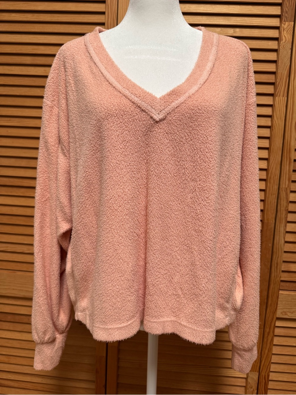 Free People Movement Peach Teddy Knit Slouchy Sweatshirt Size S Cozy Balletcore